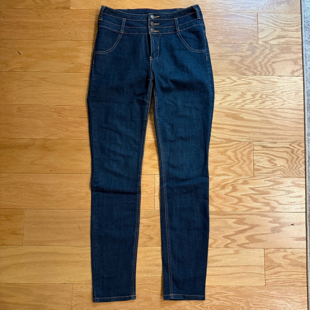 Cello Jeans, Dark Blue Vintage Wash High Rise Skinny Jeans, Size 13